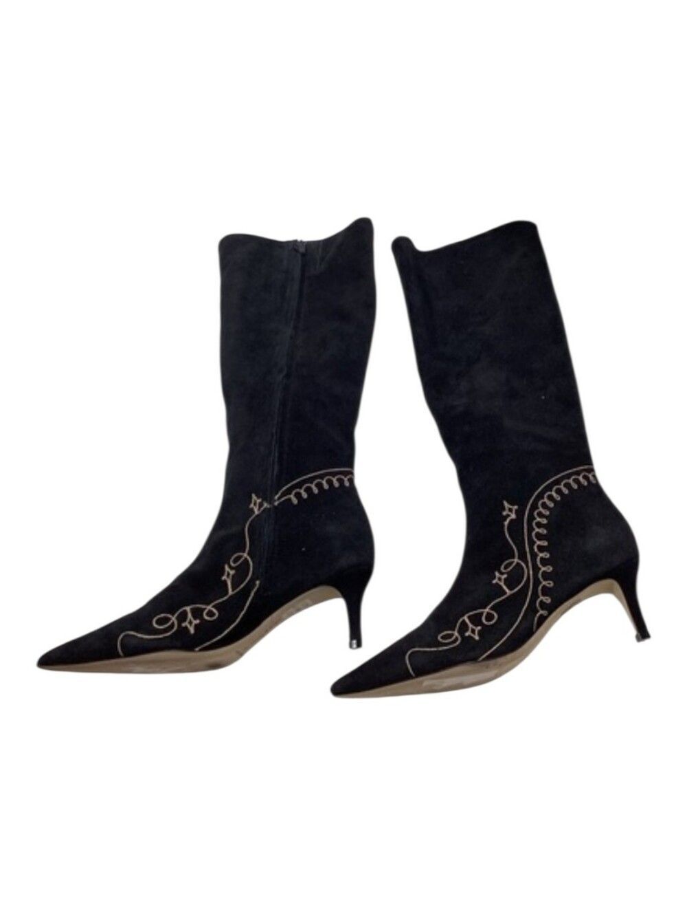 Cinq A Sept Casey Embroidered Tall Black Boots Size EU 38.5